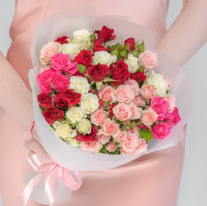 Assembled bouquet Т15 Bush Mix Roses (30 cm.)У