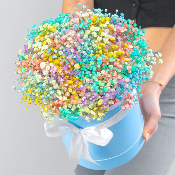 15 Multicolored Gypsophila in a box