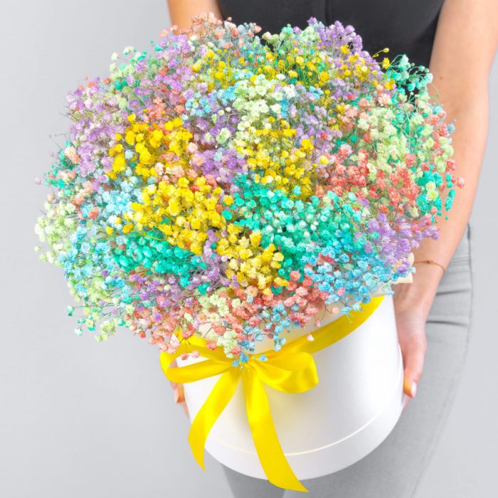 25 Multicolored Gypsophila in a box