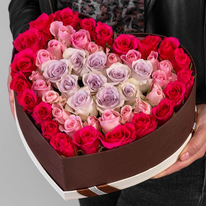 51 Rose Mix in a heart box