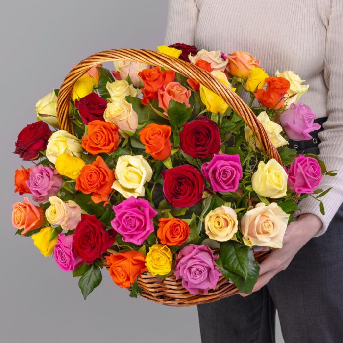 51 Mix Roses in a basket