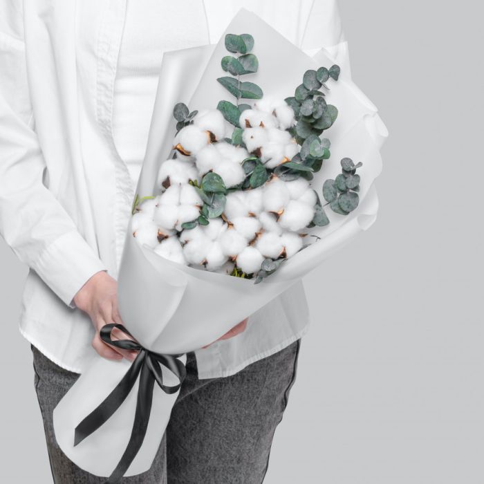 Bouquet ТCotton and EucalyptusУ dried flowers.