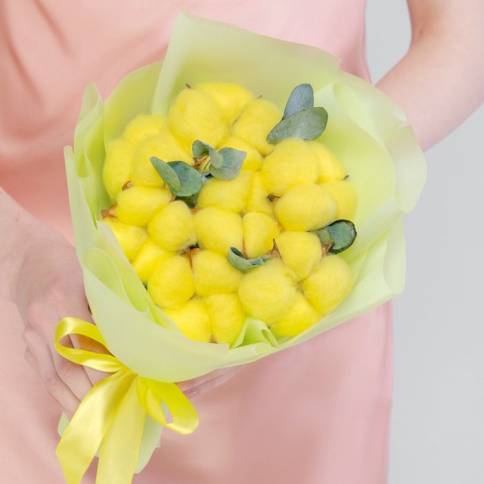 Ready bouquet Т7 Yellow CottonsУ dried flowers