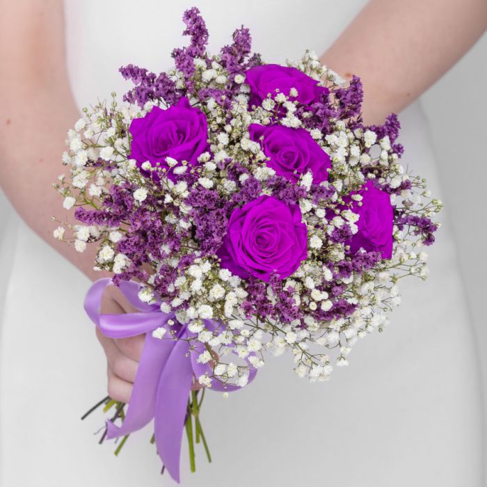 Bouquet ТWhite-PurpleУ dried flowers