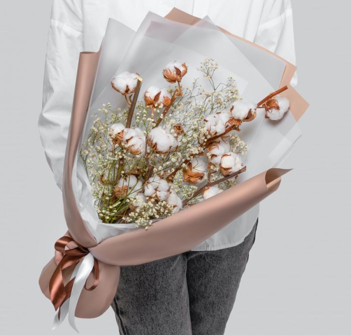 Ready-made bouquet ТWhite Cotton and White GypsophilaУ dry flower