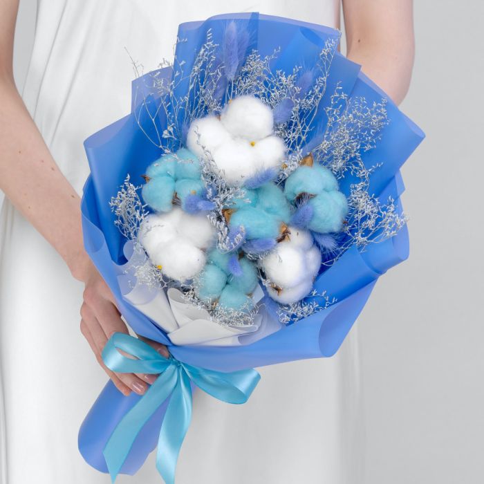 Assembled bouquet ТBlue CottonУ dried flowers