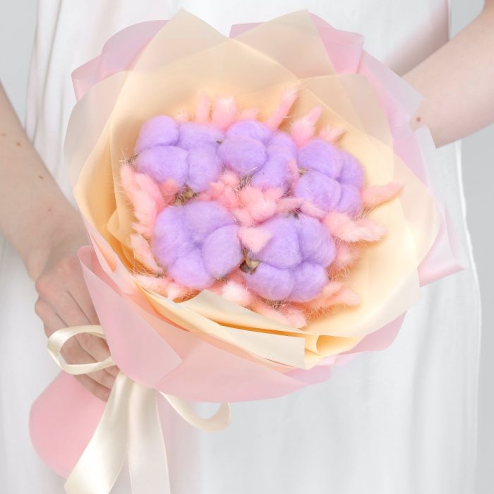 Assembled bouquet ТCotton and LagurusУ dry flower