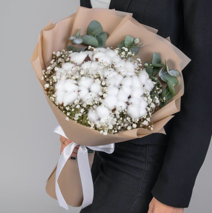 Bouquet ТCotton And Gypsophila MidiУ dried flowers