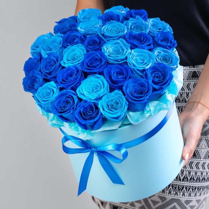 Bouquet ТBlue-Blue RoseУ in a stabilized box