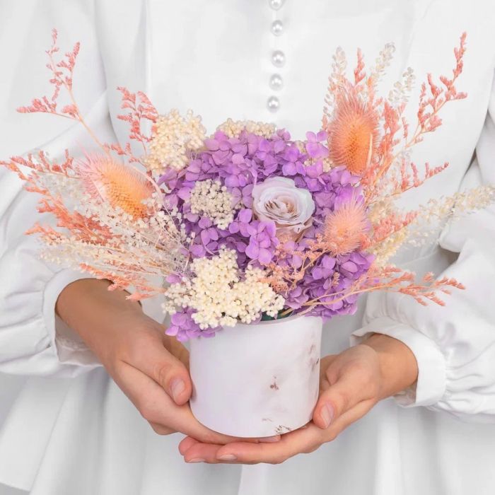 Bouquet ТCozy EveningУ dried flowers in cachepot