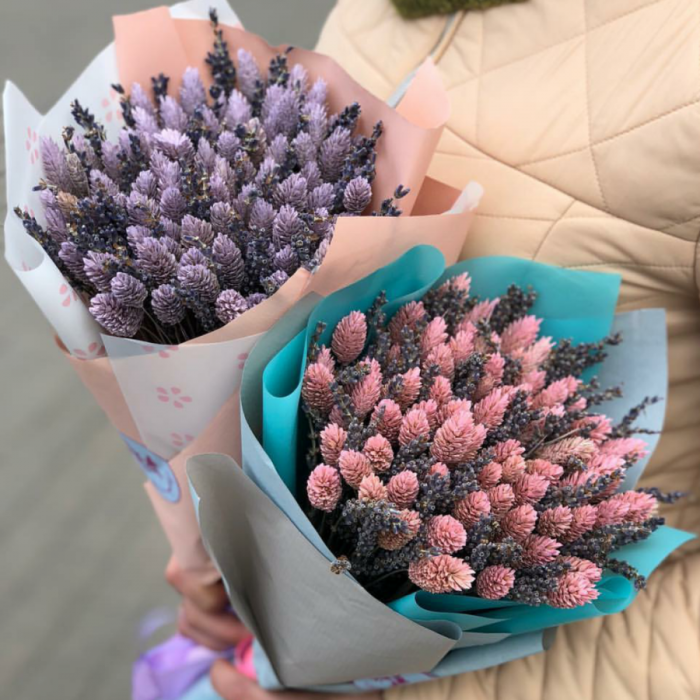 Bouquet ТMarshmallow JoyУ dried flowers.